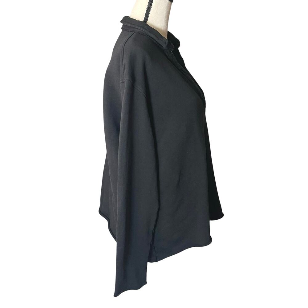 Frank & Eileen Patrick Popover Henley Black Triple Terry Large Quiet Luxury - Picture 7 of 13